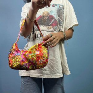 RETRO MULTICOLORED GROOVY VELVET HANDMADE GOSH GIRL MINI SHOULDER BAG